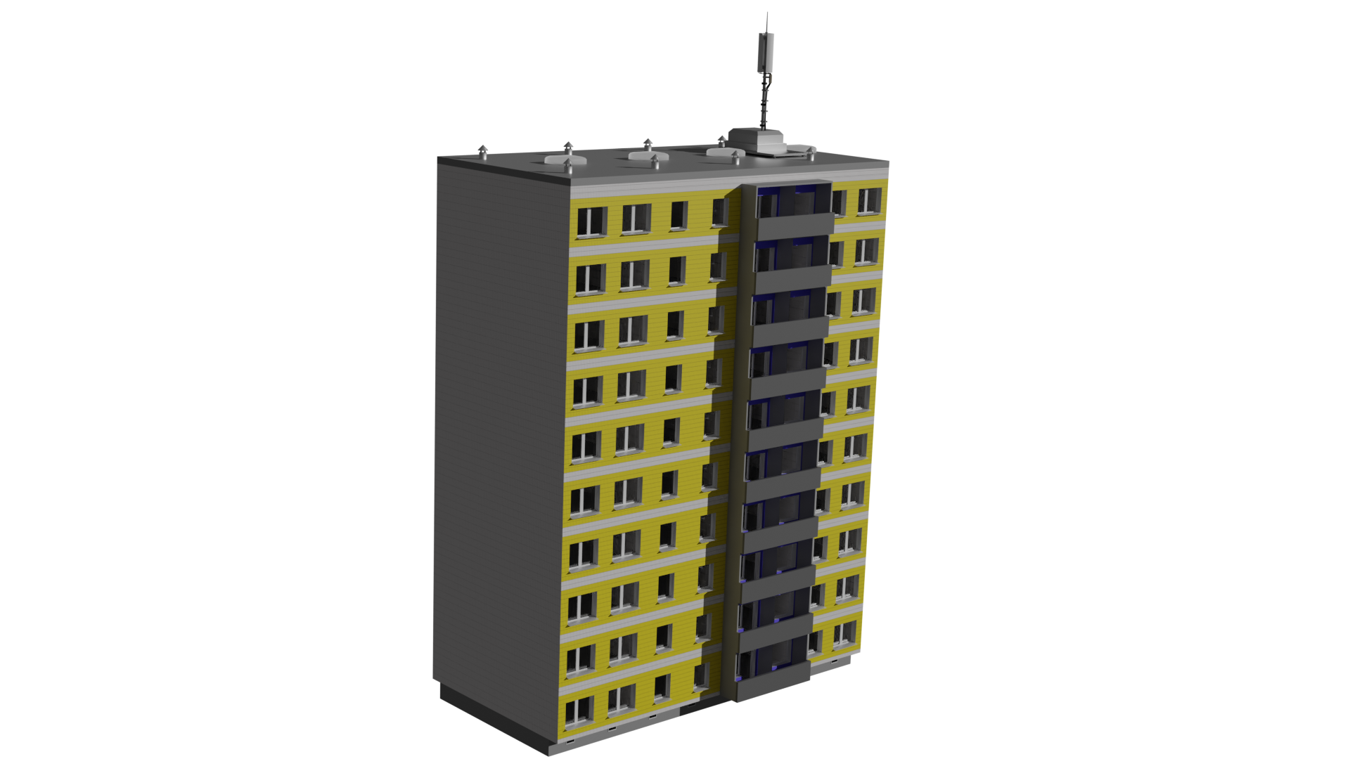 Modular Instustrialized Apartment Block (Low Poly) preview image 1